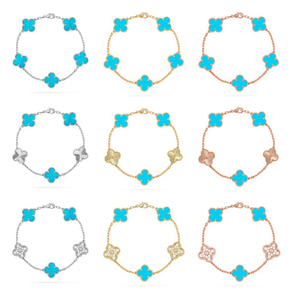 [AURORA] CLOVER 5 MOTIF TURQUOISE BRACELET COLLECTION