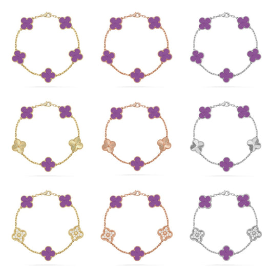 [AURORA] CLOVER 5 MOTIF VIOLET BRACELET COLLECTION