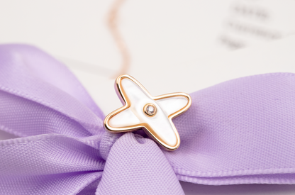 [baslovejewels]JEUX DE WHITE MOP ROSE GOLD DIAMOND EARRINGS