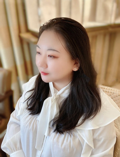 [baslovejewels]STAR BLOSSOM STUD EARRINGS PINK GOLD DIAMONDS