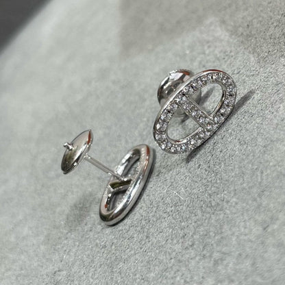 [AURORA]HM FULL DIAMOND PIG NOSE STUD EARRINGS