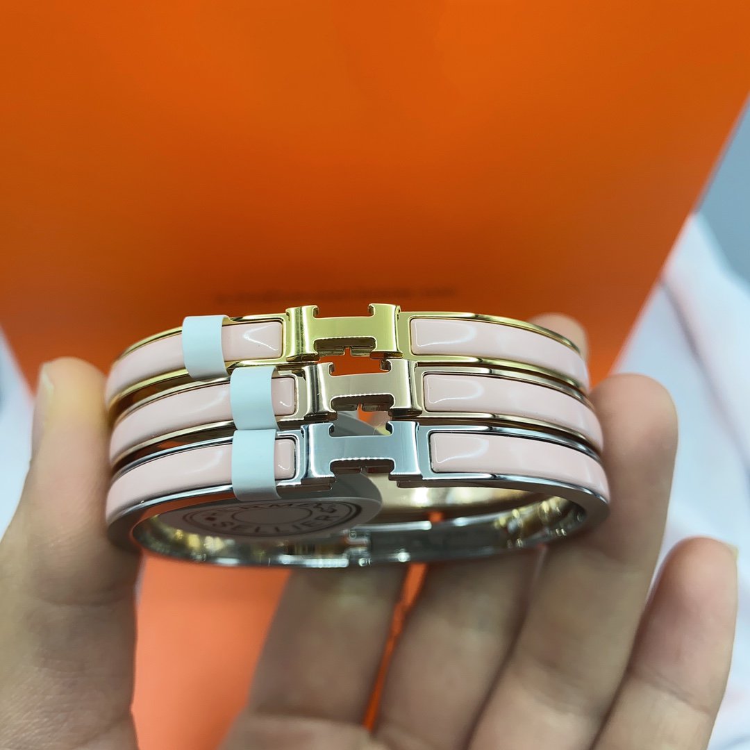 [AURORA]CLASSIC HM CLIC  PINK 8MM ENAMEL BRACELET