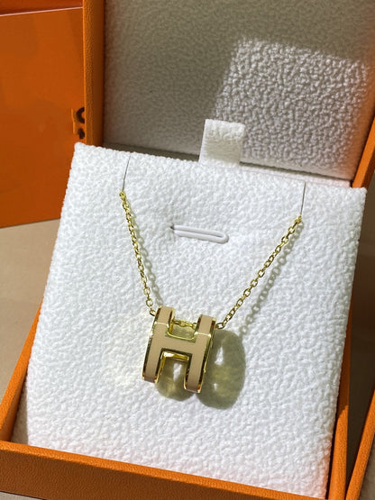 [baslovejewels]HM CLIC YELLOW ENAMEL GOLD NECKLACE