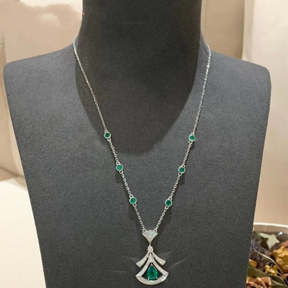 [AURORA]DREAM NECKLACE MALACHITE DIAMOND SILVER