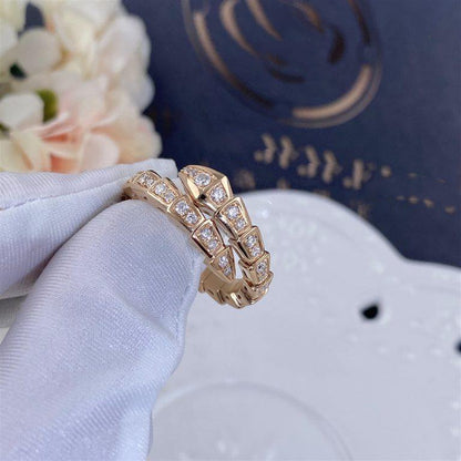[AURORA]SERPENTI RING PINK GOLD DIAMOND PAVED 4MM