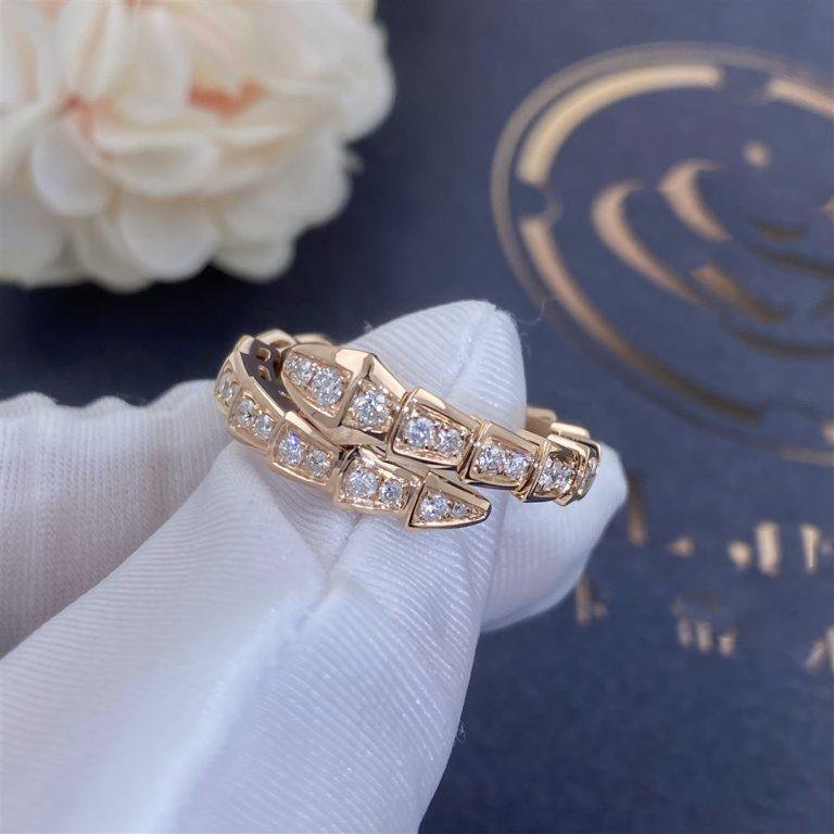 [AURORA]SERPENTI RING PINK GOLD DIAMOND PAVED 4MM