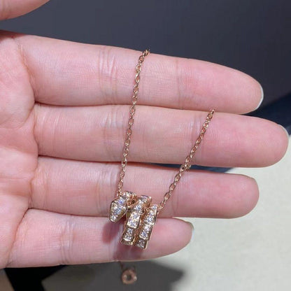 [AURORA]SERPENTI PINK GOLD NECKLACE DOUBLE RING DIAMOND