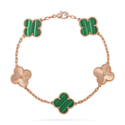 [AURORA]CLOVER 5 MOTIF MALACHITE BRACELET COLLECTION