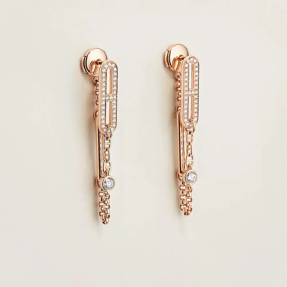 [AURORA]CHAINE CHAOS DIAMOND DROP EARRINGS