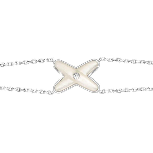 [baslovejewels]JEUX BRACELET WHITE MOP SILVER 1 DIAMOND