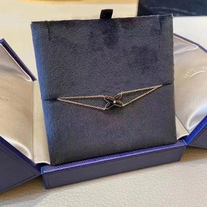 [AURORA]JEUX BRACELET ONYX PINK GOLD 1 DIAMOND