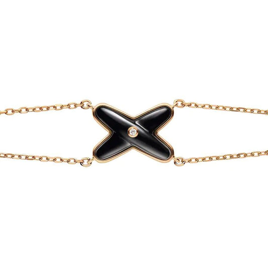 [baslovejewels]JEUX BRACELET ONYX PINK GOLD 1 DIAMOND