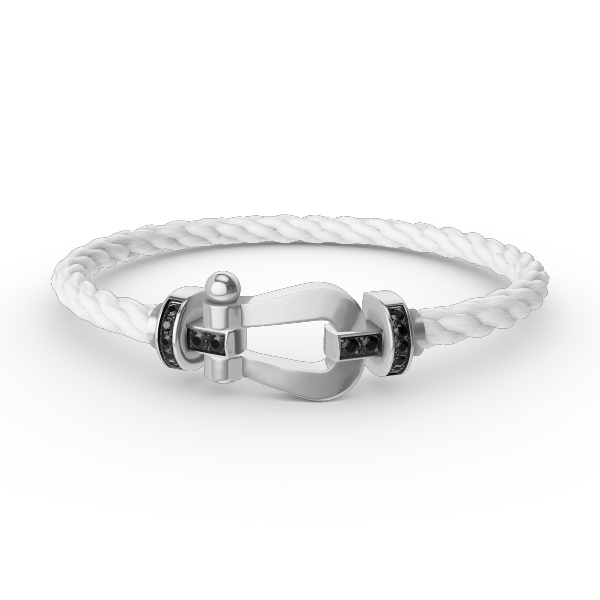 [baslovejewels]FORCE LARGE HORSESHOE BLACK DIAMOND BRACELET SILVER