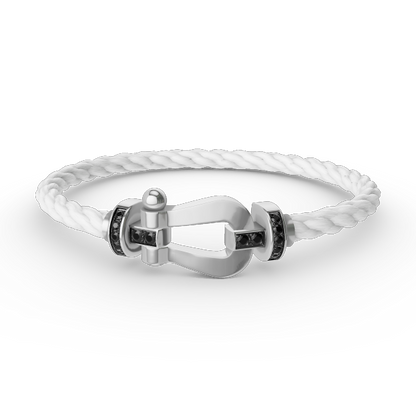 [baslovejewels]FORCE LARGE HORSESHOE BLACK DIAMOND BRACELET SILVER
