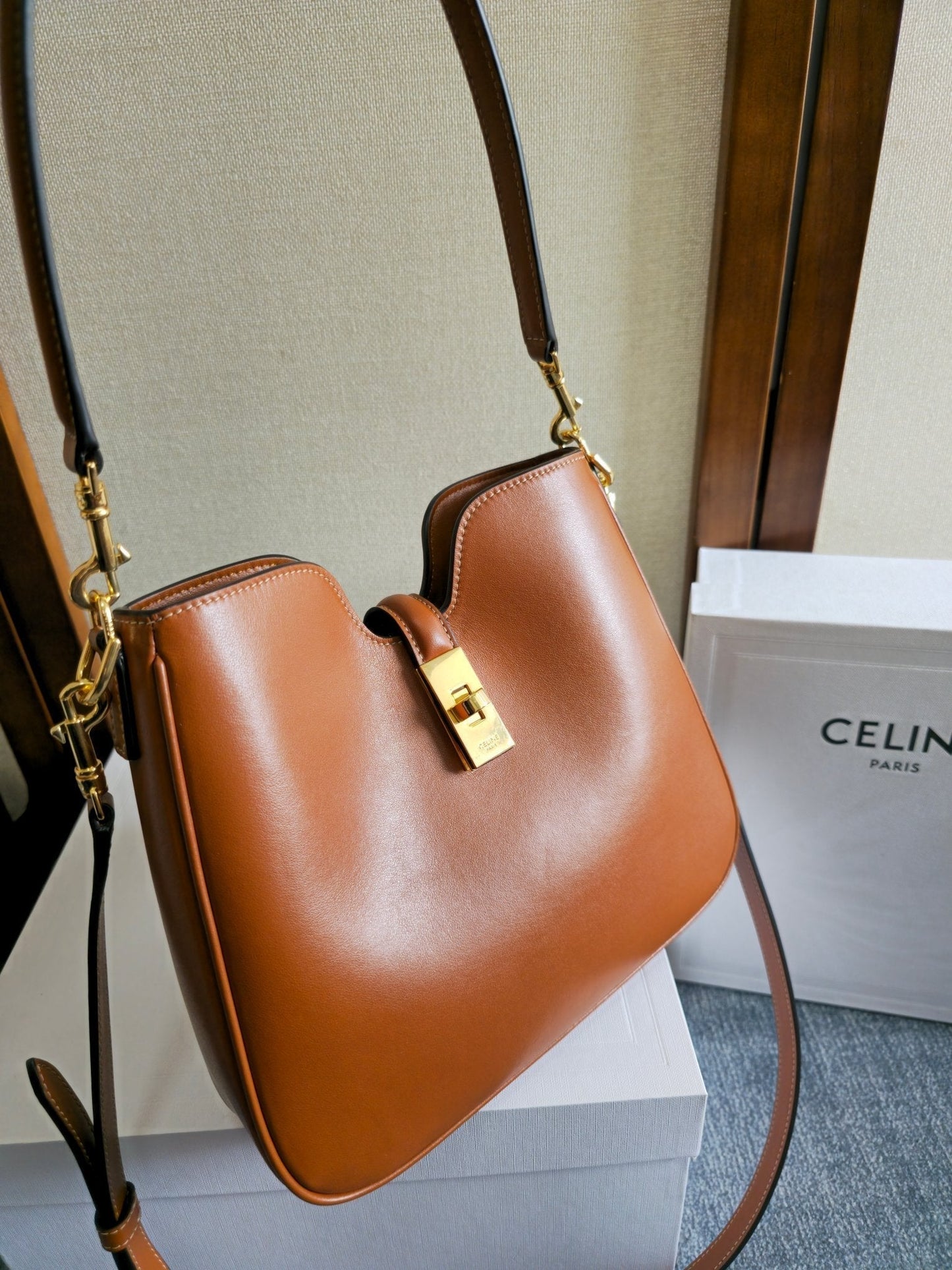 SMALL CAMILLE 16 SOFT BAG 24 IN BURNT SIENNA SMOOTH CALFSKIN
