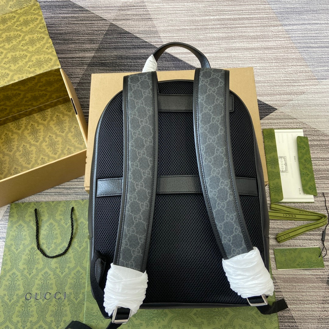MEDIUM 40 GG BACKPACK WITH TAG BLACK CALFSKIN AND CANVAS