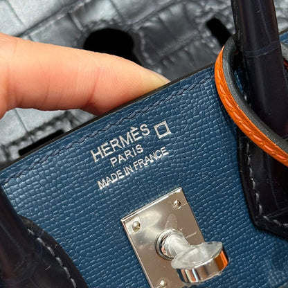 BIRKIN FAUBOURG TOUCH 20 IN NAVY BLUE CALFSKIN WITH SILVER HARDWARE (MADE-TO-ODER)