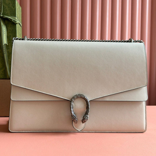 DIONYSUS LAGRE SHOULDER BAG 42 IN OFF WHITE GLOSSY LAMBSKIN