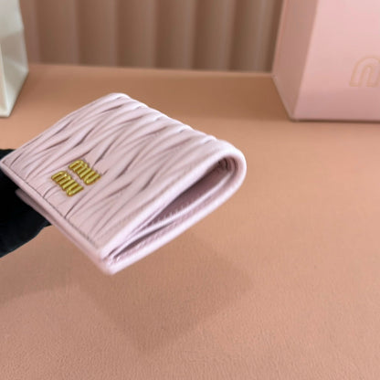 SMALL MATELASSÉ NAPPA LEATHER WALLET LIGHT PINK