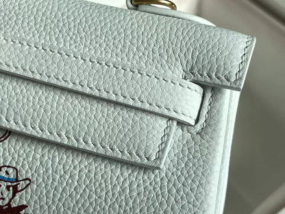 BIRKIN 25 BAG IN WHITE CALFSKIN WITH COLORFUL STICKER 228763 (MADE-TO-ODER)