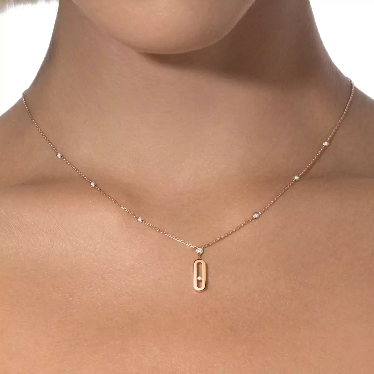 [AURORA] Move Uno Gold Diamond Long Necklace
