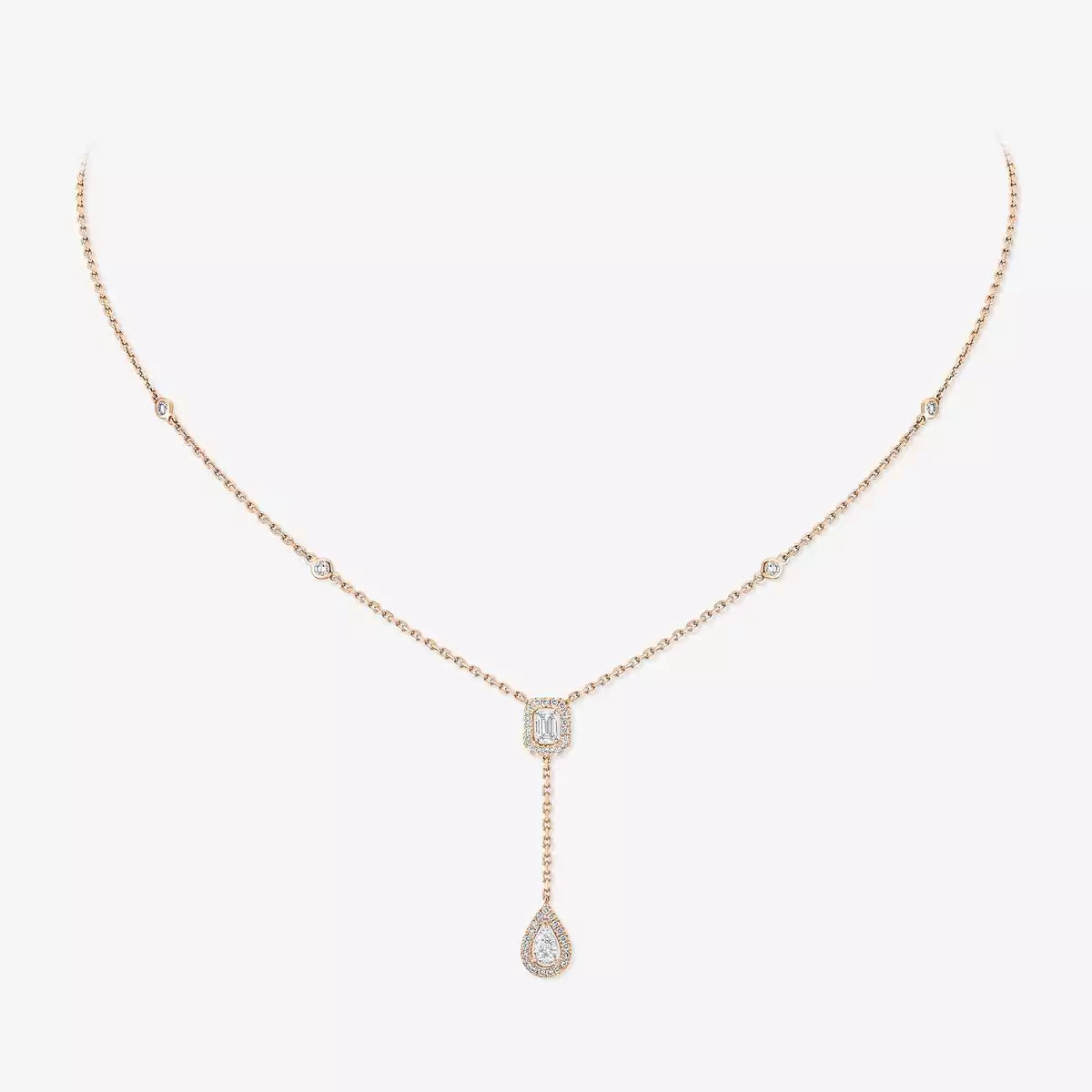 [AURORA]Gold Diamond Tie Necklace