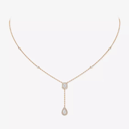 [AURORA]Gold Diamond Tie Necklace