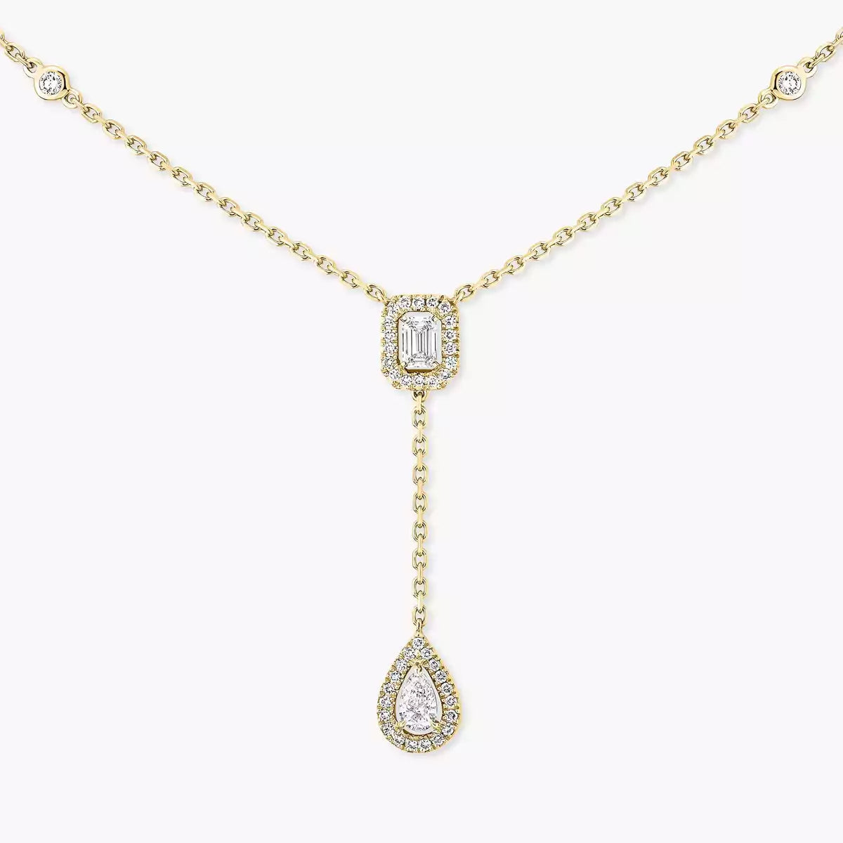 [AURORA]Gold Diamond Tie Necklace