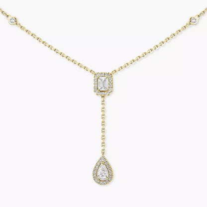 [AURORA]Gold Diamond Tie Necklace