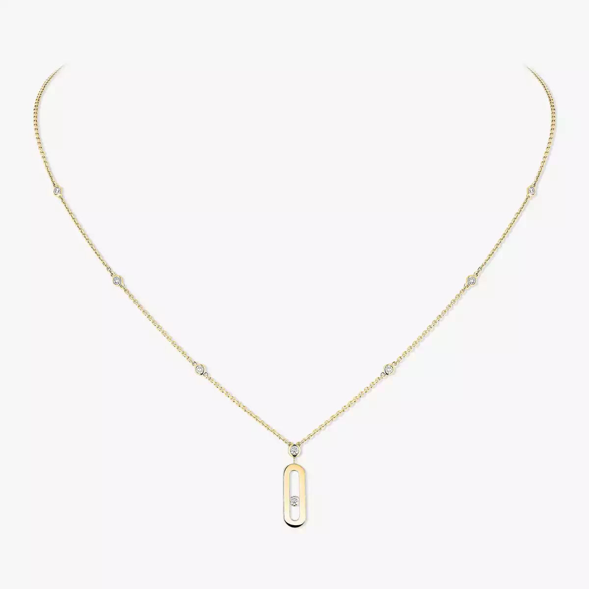 [AURORA] Move Uno Gold Diamond Long Necklace