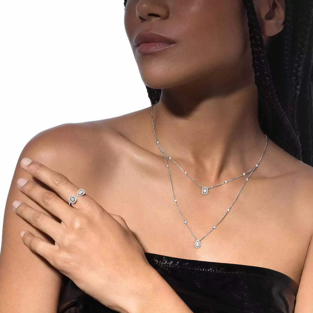 [AURORA]Diamond Necklace My Twin 2 Rows