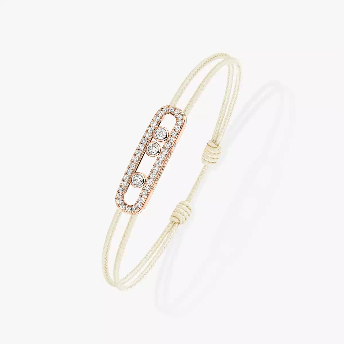 [AURORA]Messika Care(s) pink cord pavé bracelet