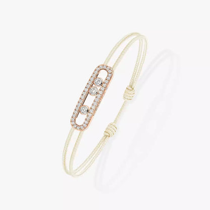 [AURORA]Messika Care(s) pink cord pavé bracelet
