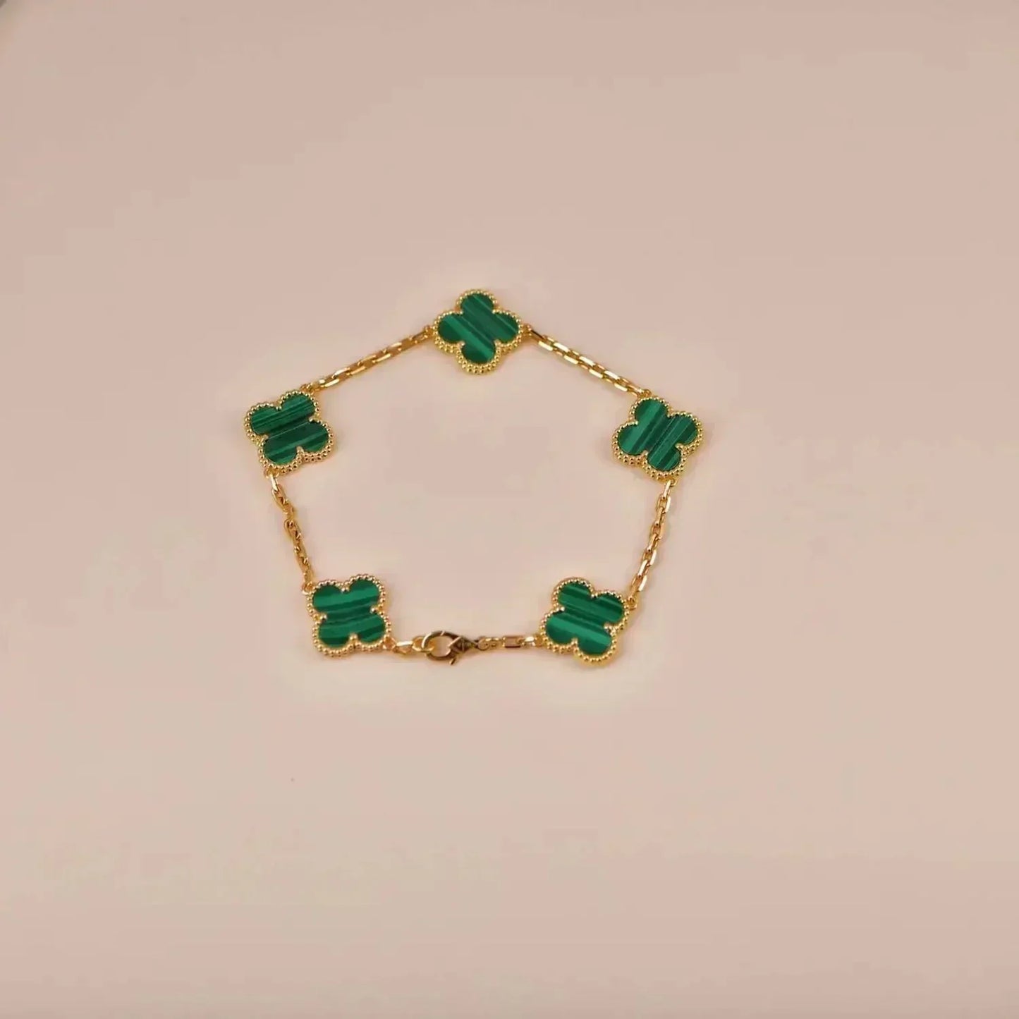 [AURORA]CLOVER 5 MOTIF MALACHITE BRACELET COLLECTION