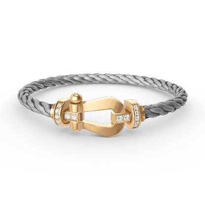[baslovejewels]FORCE LARGE HORSESHOE HALF DIAMOND BRACELET GOLD