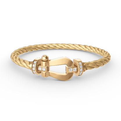 [baslovejewels]FORCE LARGE HORSESHOE HALF DIAMOND BRACELET GOLD