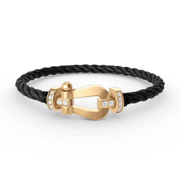[baslovejewels]FORCE LARGE HORSESHOE HALF DIAMOND BRACELET GOLD
