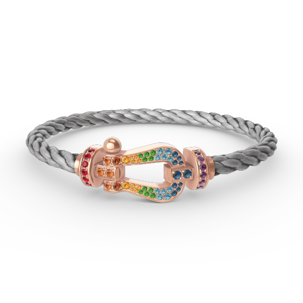 [baslovejewels]FORCE LARGE HORSESHOE  COLORED DIAMOND BRACELET ROSE GOLD