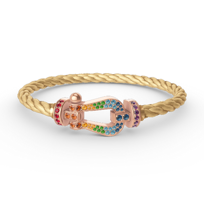 [baslovejewels]FORCE LARGE HORSESHOE  COLORED DIAMOND BRACELET ROSE GOLD