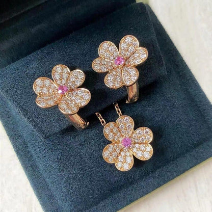 [AURORA]FRIVOLE PINK GOLD FLOWER DIAMOND EARRINGS