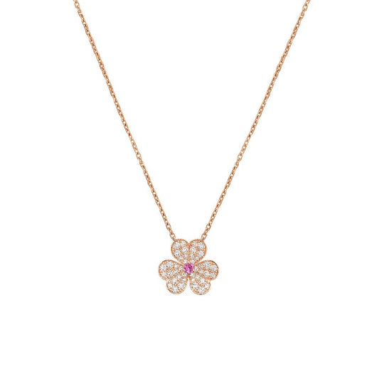 [basloveJW]FRIVOLE ROSÉGOLD-HALSKETTE MIT BLUMEN UND DIAMANTEN