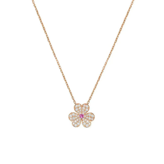 [basloveJW]FRIVOLE ROSÉGOLD-HALSKETTE MIT BLUMEN UND DIAMANTEN
