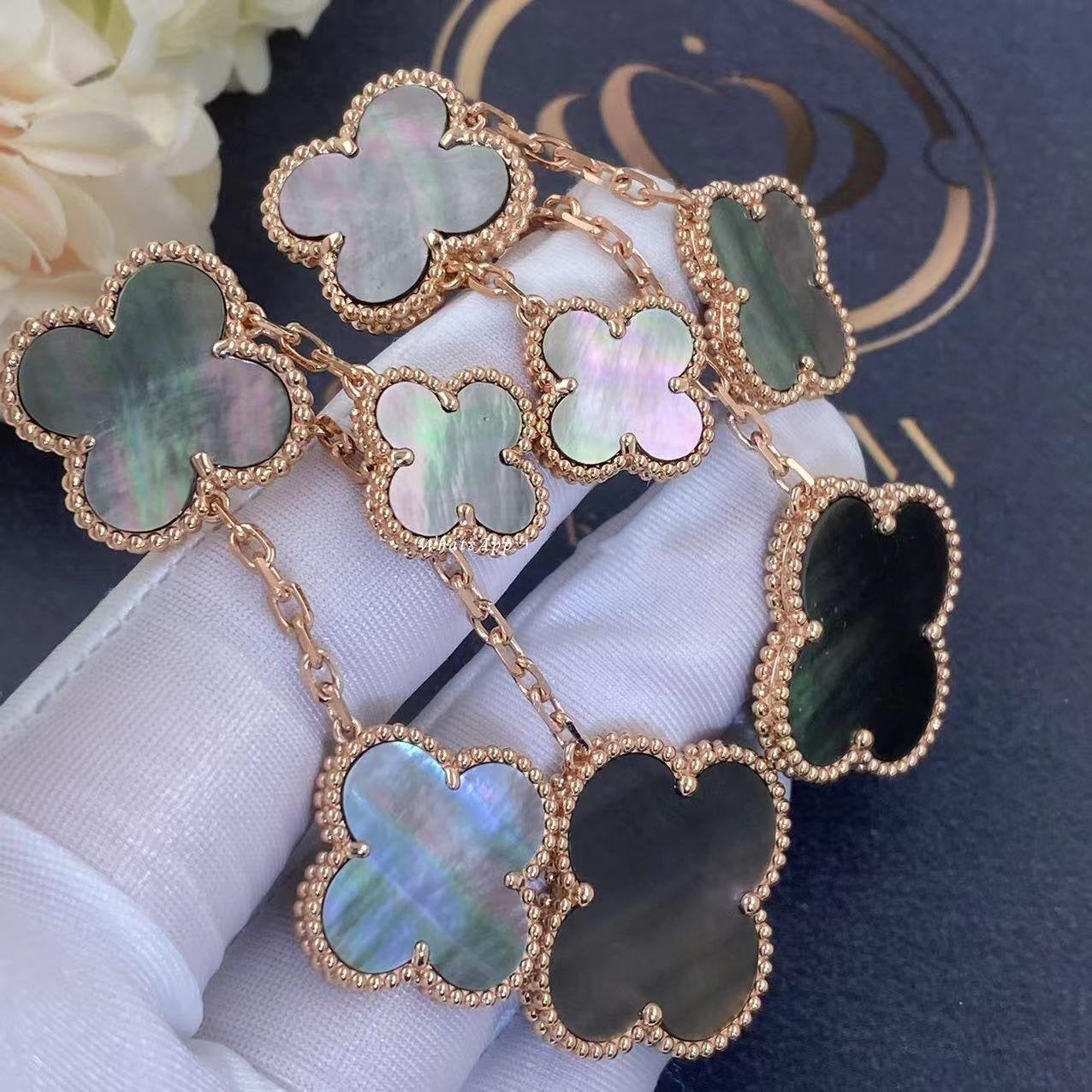 [AURORA]CLOVER EARRINGS DARK MOP 4 MOTIFS ROSE GOLD
