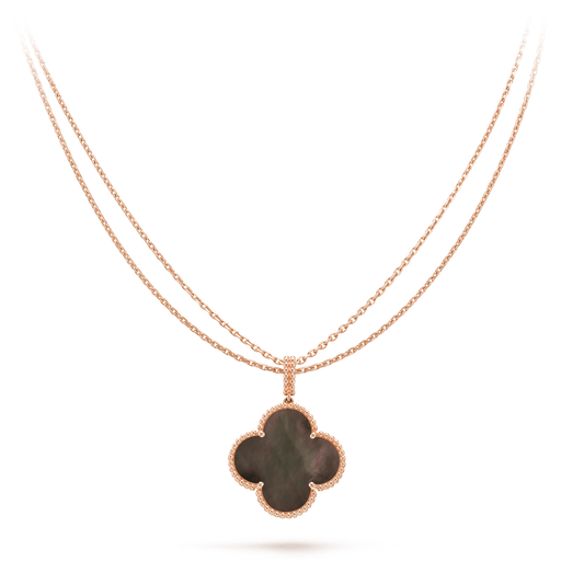 [basloveJW]CLOVER 25MM GOLD DARK MOP BIG CLOVER HALSKETTE