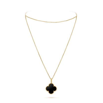 [basloveJW]CLOVER 25MM GOLD ONYX GROßE KLEEKETTE