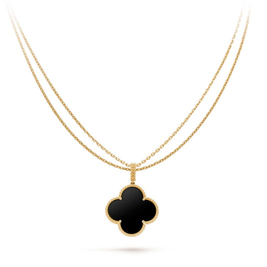 [basloveJW]CLOVER 25MM GOLD ONYX GROßE KLEEKETTE