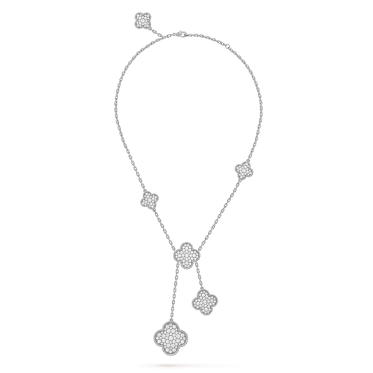 [basloveJW]Klee 5 Motive Silber Diamanten Halskette