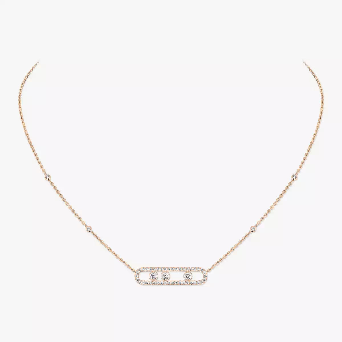 [AURORA] Move Pave_ Rose Gold Diamond Necklace