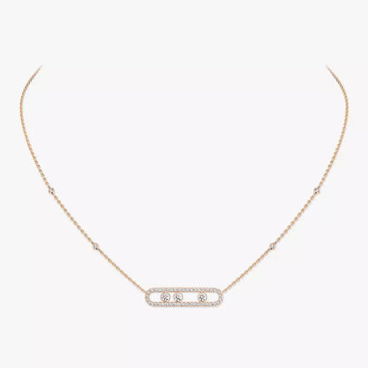 [AURORA] Move Pave_ Rose Gold Diamond Necklace