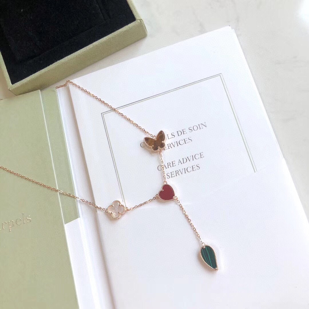 [basloveJW]LUCKY SPRING 4 MOTIVE ROSÉGOLD HALSKETTE